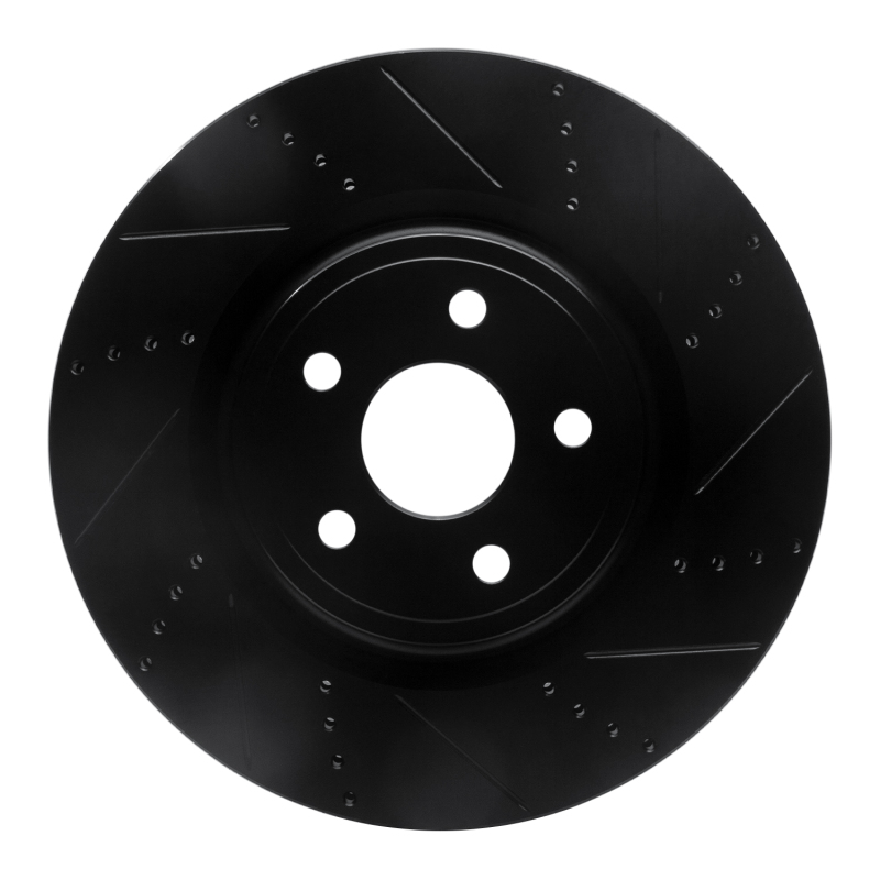 Dodge Durango Brake Rotor (1) - Front Right - R1 Concepts - Drilled & Slotted - Black - `12-`25